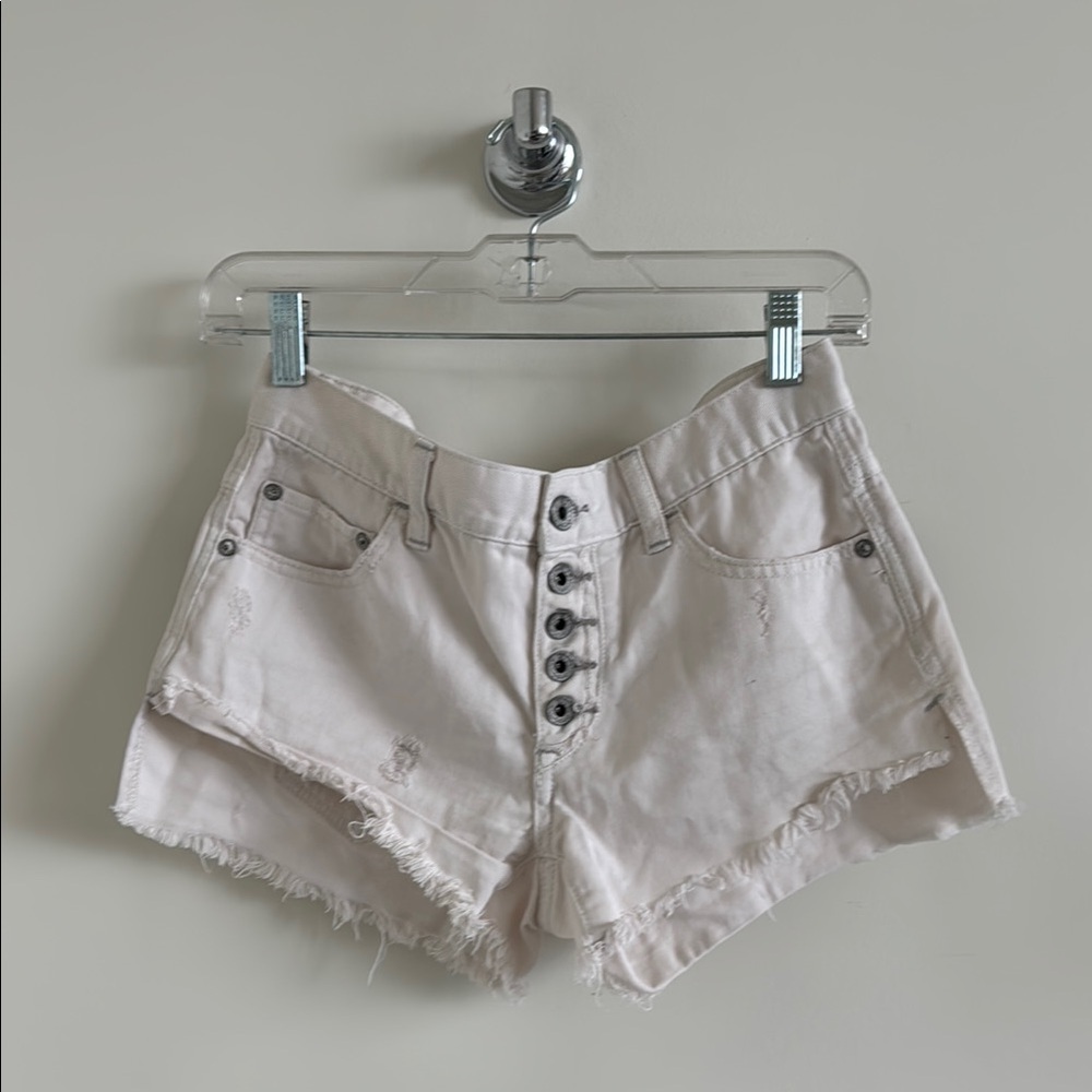 Free People - Distressed White Jean Shorts, 24